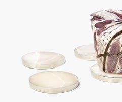 Salta Round Coaster, Alpaca Silver & Cream Onyx Natural Stone