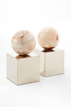 Par de Sujetalibros de Piedra de Ónice Crema Redondo Salta