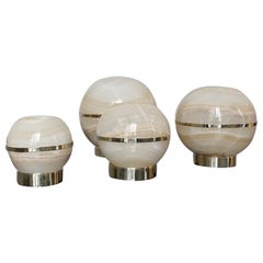Salta Round Onyx Stone Candleholders, Set of 2