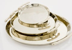 Salta Small Round Tray by AIREDELSUR, Alpaca Silver & Leather
