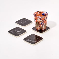 SALTA Square Coaster, Alpaca Silver & Black Natural Onyx Stone