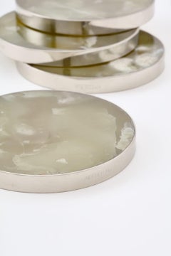 Posavasos Cuadrado Salta, Plata Alpaca y Piedra Ónix Verde Natural