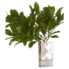 Salta Rectangular Large Flower Vase, Alpaca Silver & Cream Onyx