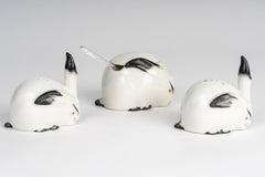 Salsiera, pepiera, mostarda di Sandoz, porcellana Haviland, 20° secolo.