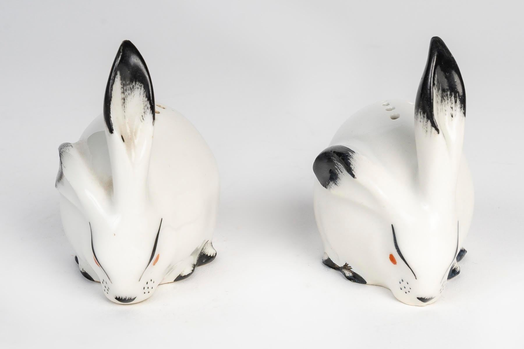 Saltcellar, Pepperpot, Mustard Pot by Sandoz, Haviland Porcelain, 20th Century. In Good Condition For Sale In Saint-Ouen, FR