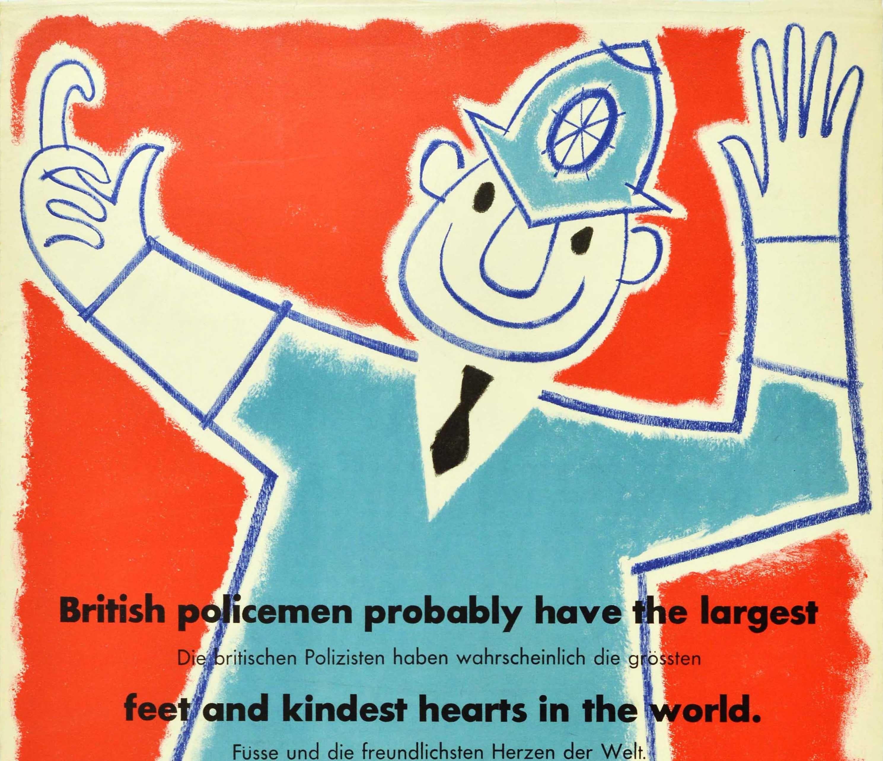 Original Vintage Travel Poster Come To Britain Holiday British Policeman Design - Print by Salter