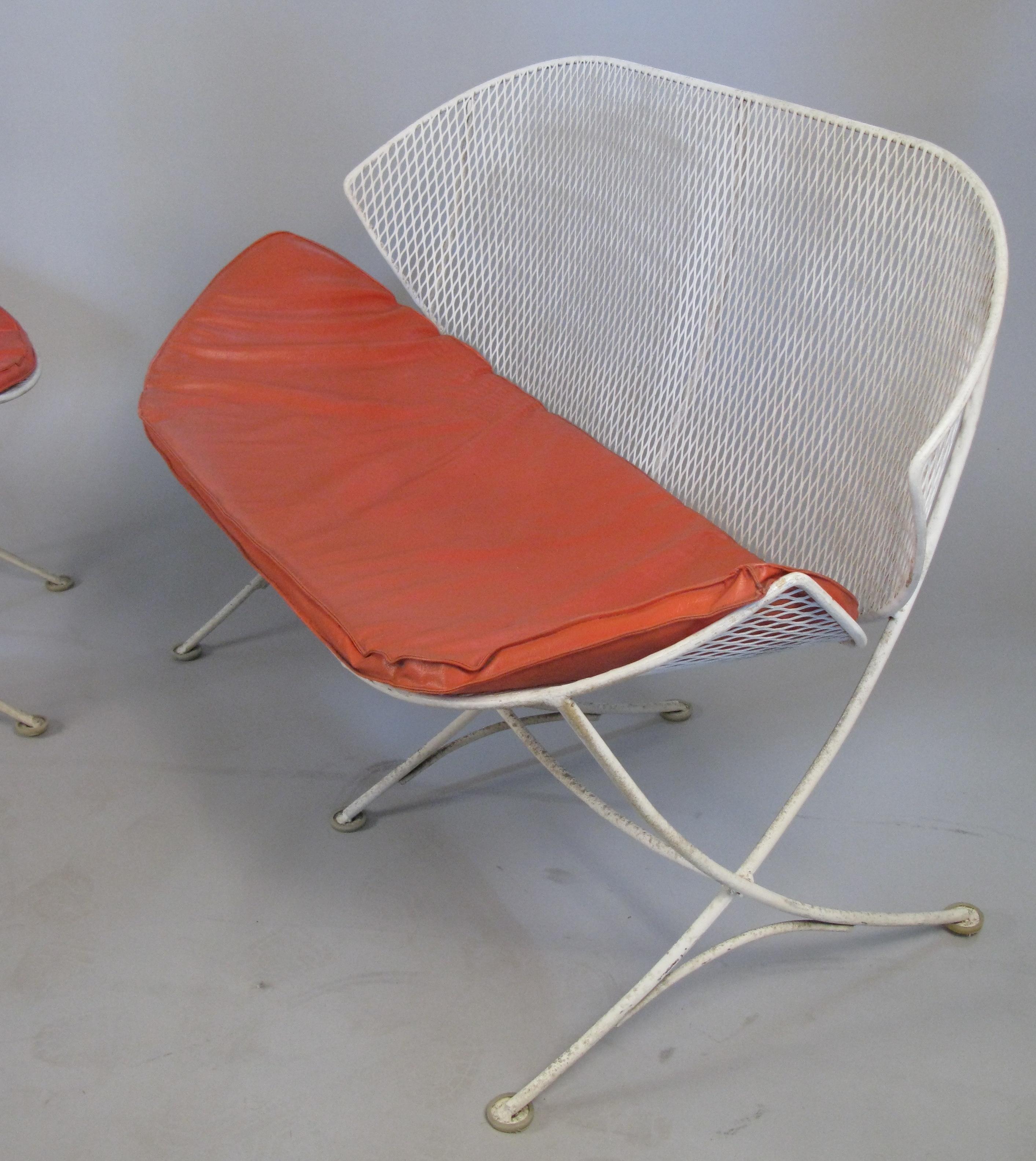 American Salterini 1950s Orange Slice Settee and Lounge Chair