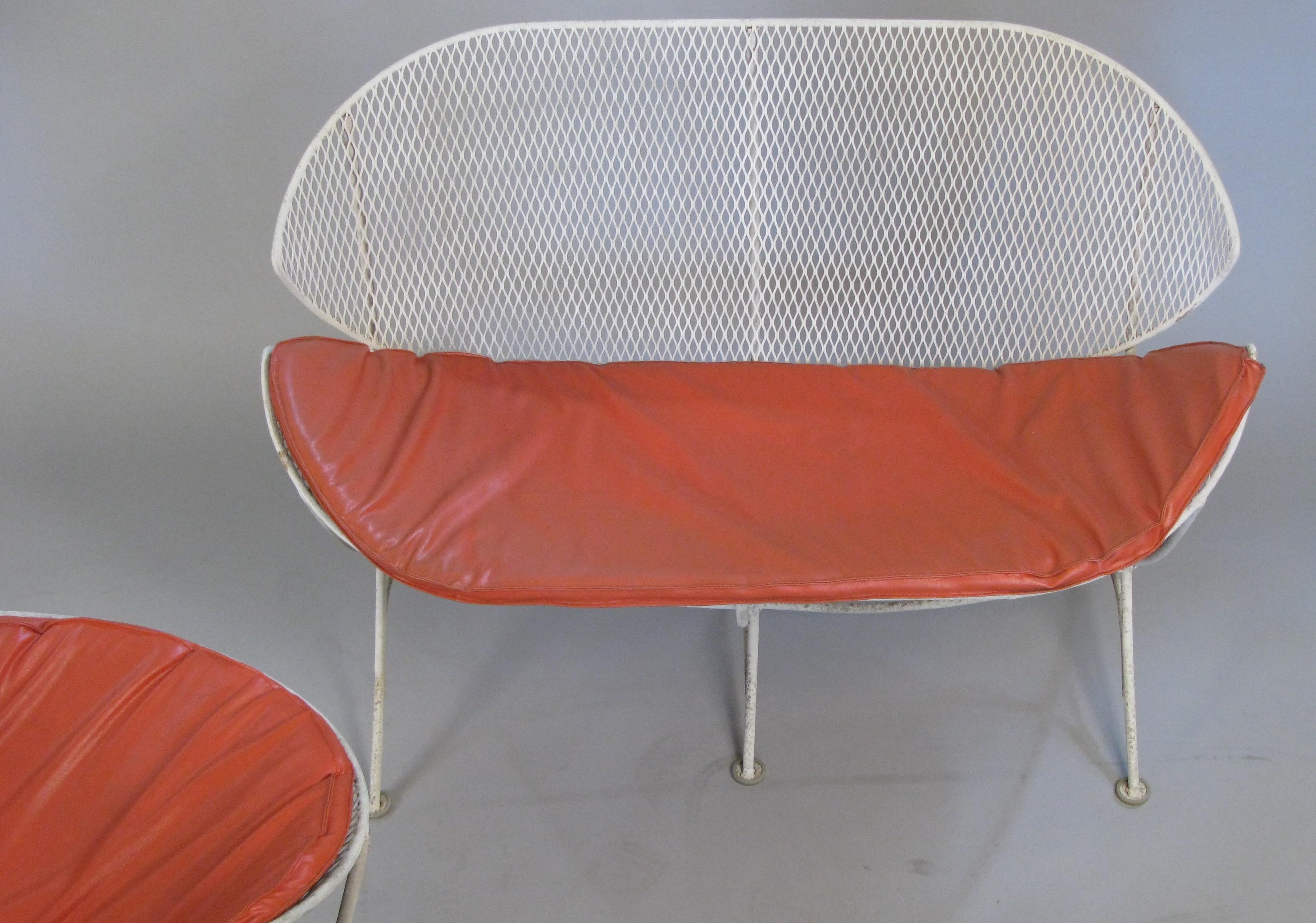 Salterini 1950s Orange Slice Settee and Lounge Chair In Good Condition In Hudson, NY