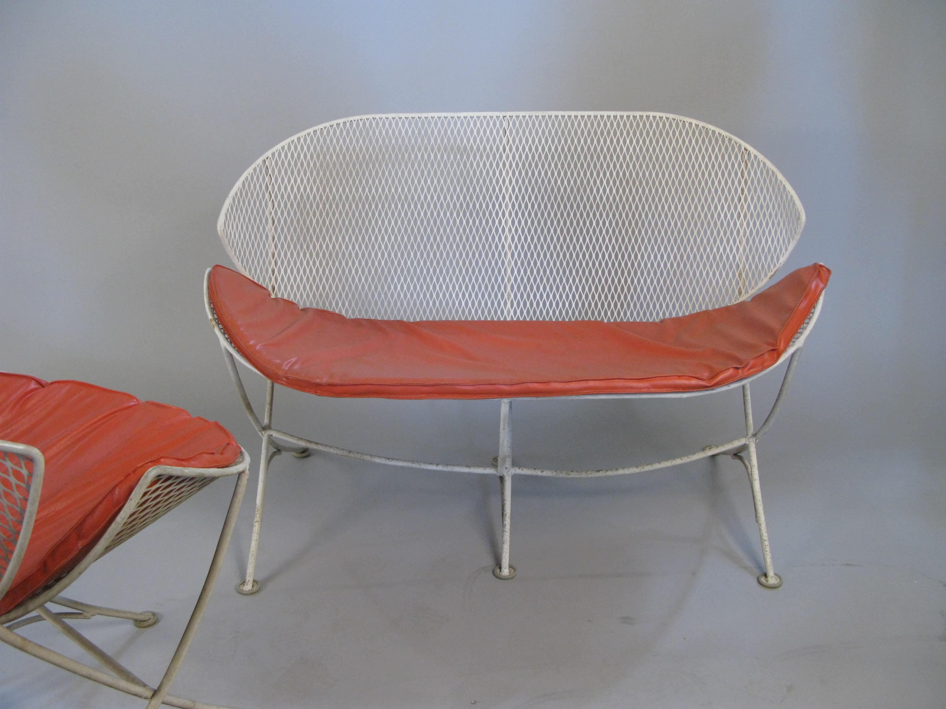 Mid-20th Century Salterini 1950s Orange Slice Settee and Lounge Chair