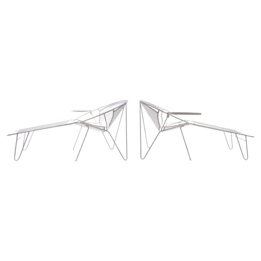 SALTERINI: 3-teiliger Loungesessel – 2 Stühle mit 2 Tischen und 2 Fußstützen, weiß  im Angebot