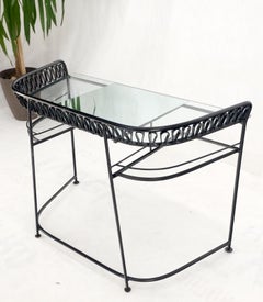 Salterini Atr. Wrought Iron Wrap Around Vanity Dressing Table Glass Shelves Mint