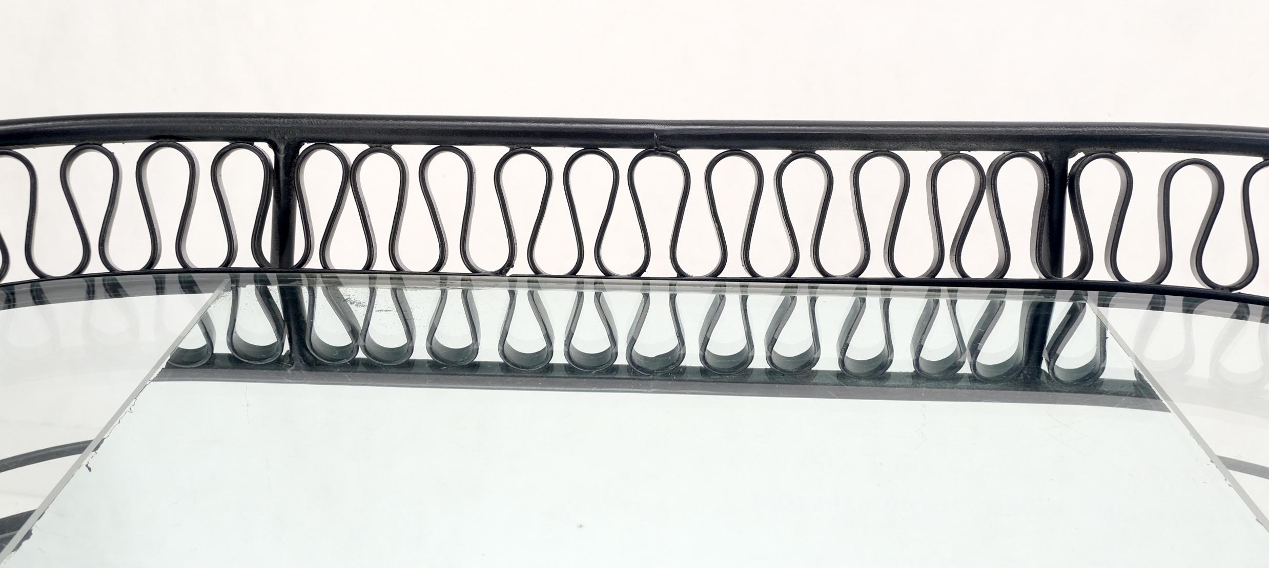 Salterini Atr. Wrought Iron Wrap Around Vanity Dressing Table Glass Shelves Mint In Good Condition For Sale In Rockaway, NJ