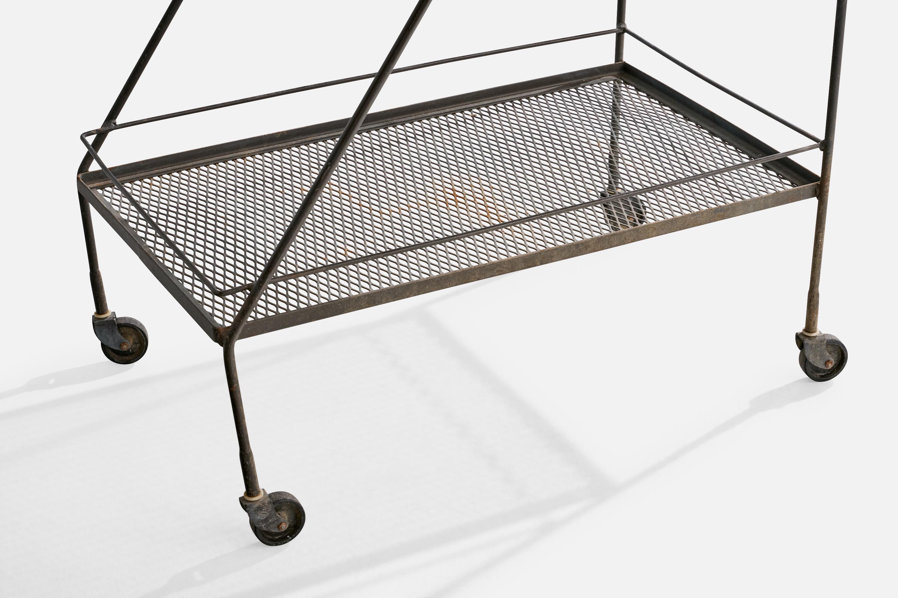 Salterini, Bar Cart, Iron, Italy, 1950s In Good Condition For Sale In High Point, NC