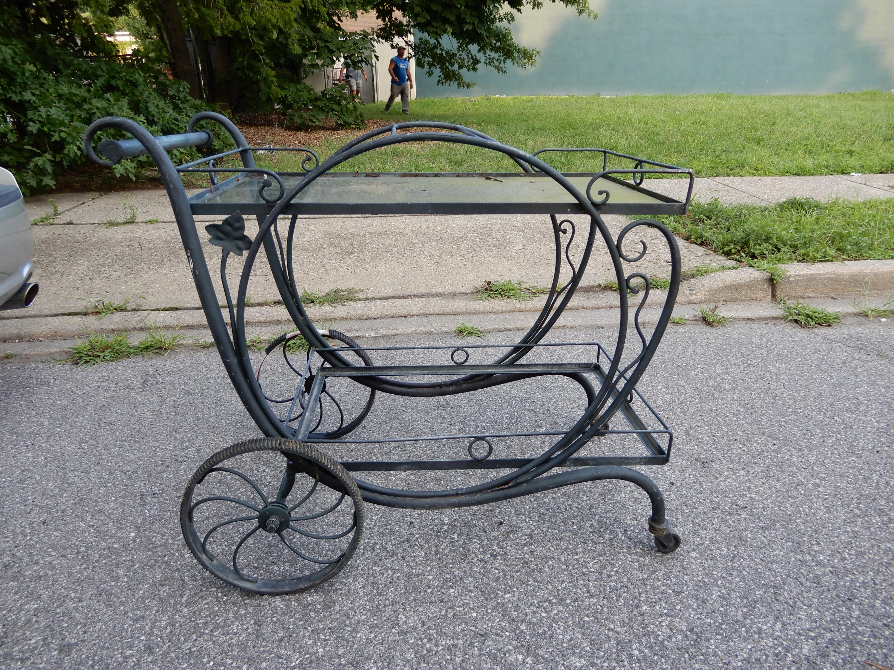 Salterini Cart Mid-Century Modern, Mt Vernon Pattern In Distressed Condition In Long Island, NY