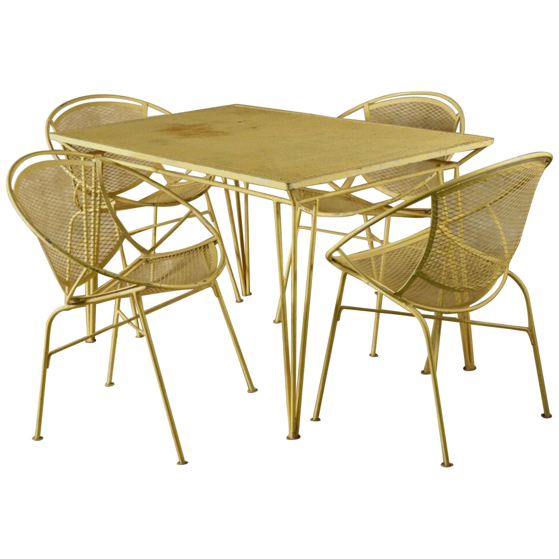 Salterini Dining Table and Four Chairs, Original Yellow