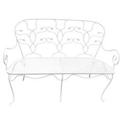 Salterini Floral Pattern Wrought Iron Bench, 1950s
