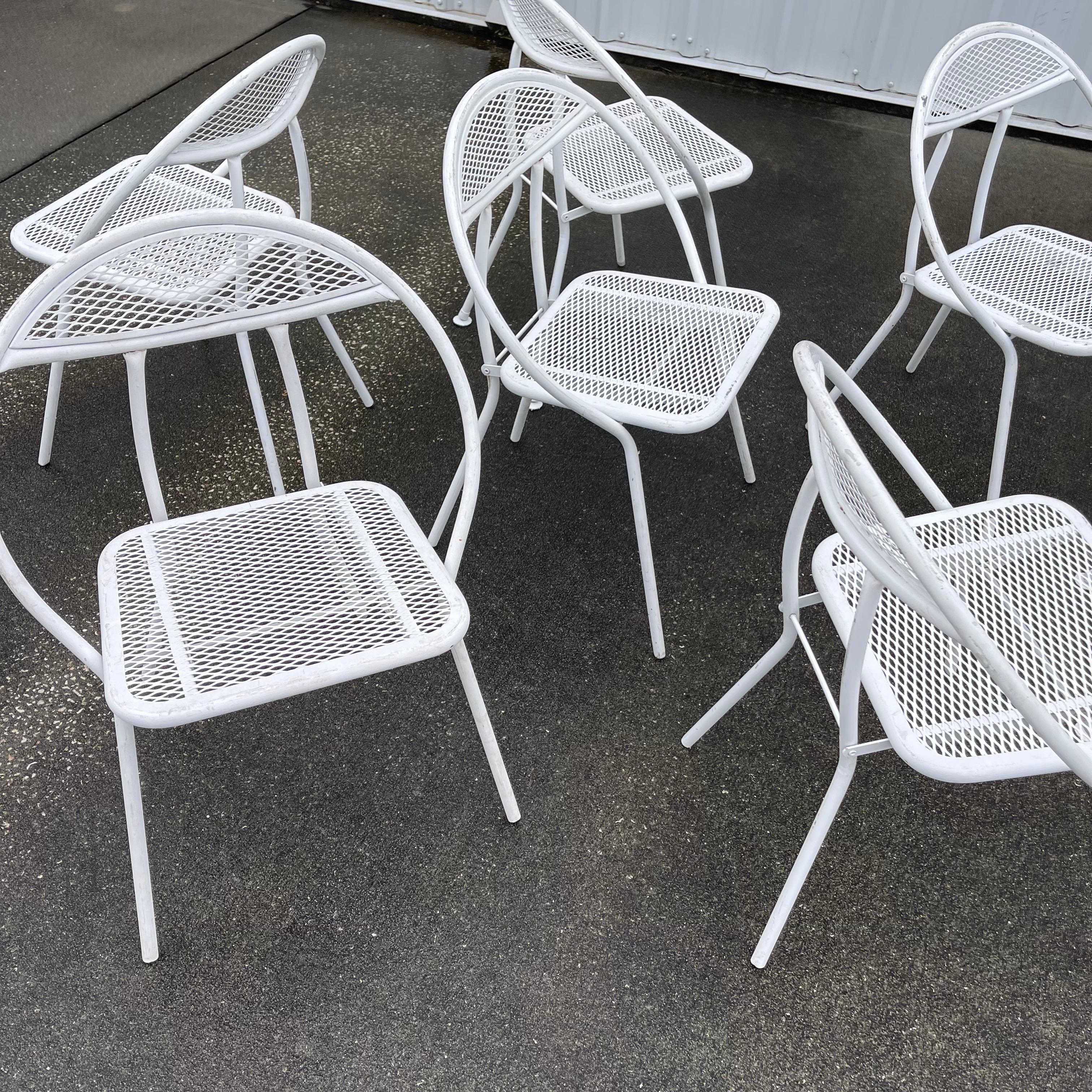 Salterini for Rid Jid Loop Hoop Back Folding Metal Patio Chairs, Set of 7 9