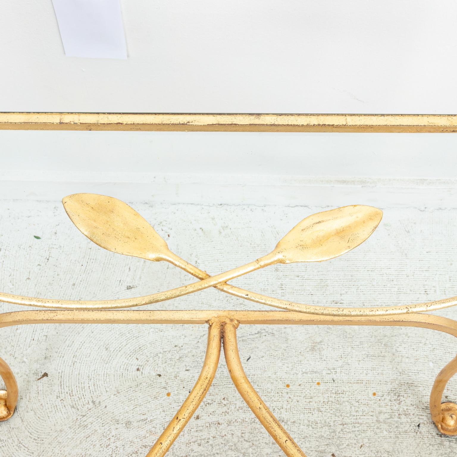 Hollywood Regency Salterini Gilt Metal Console Table For Sale