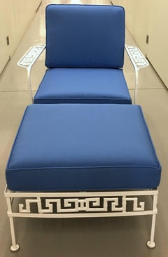 Salterini Greek Key White Chair and Ottoman