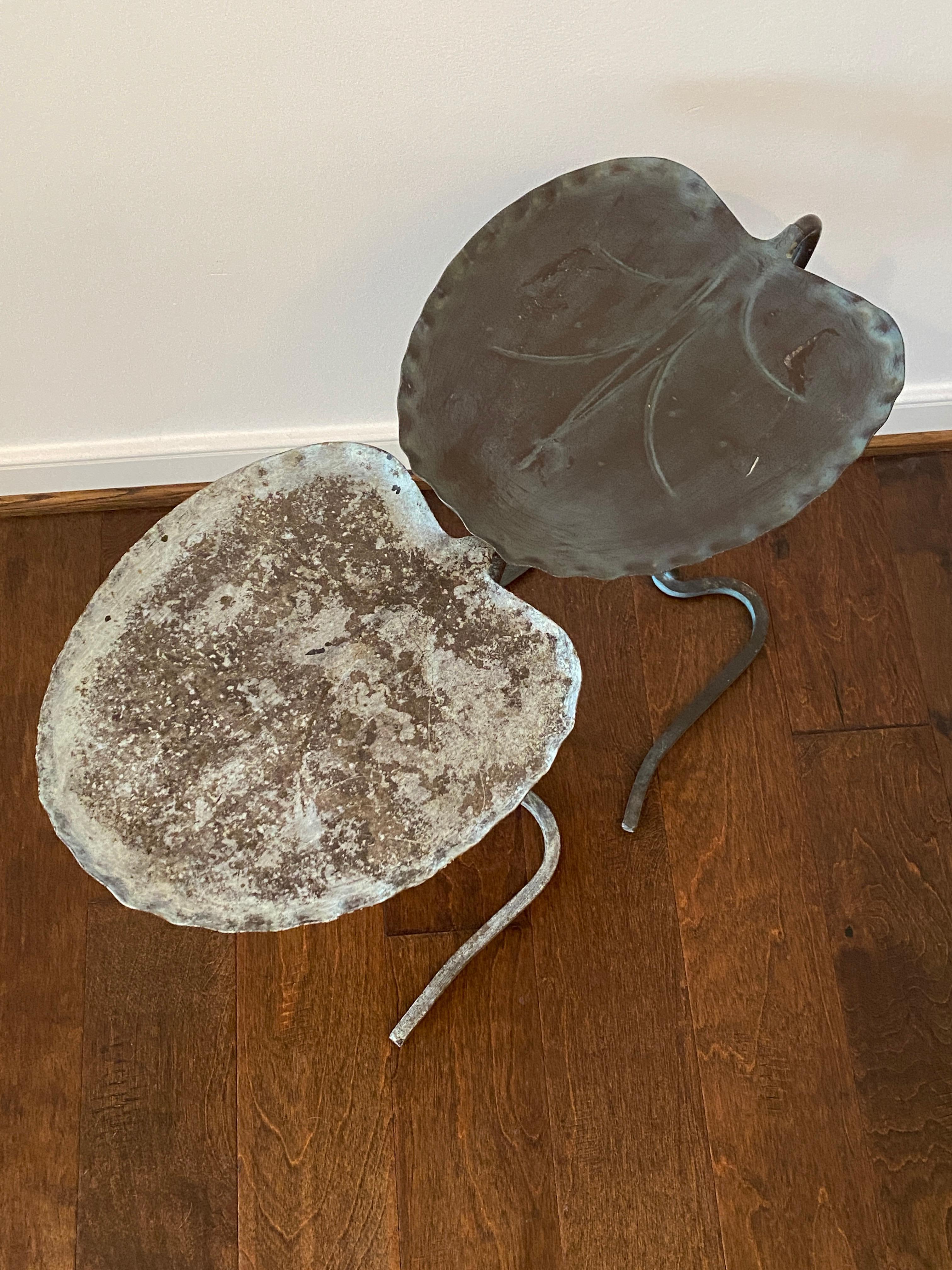 American Salterini Green Verdigris Lily Pad Nesting Tables, Pair, 1960s