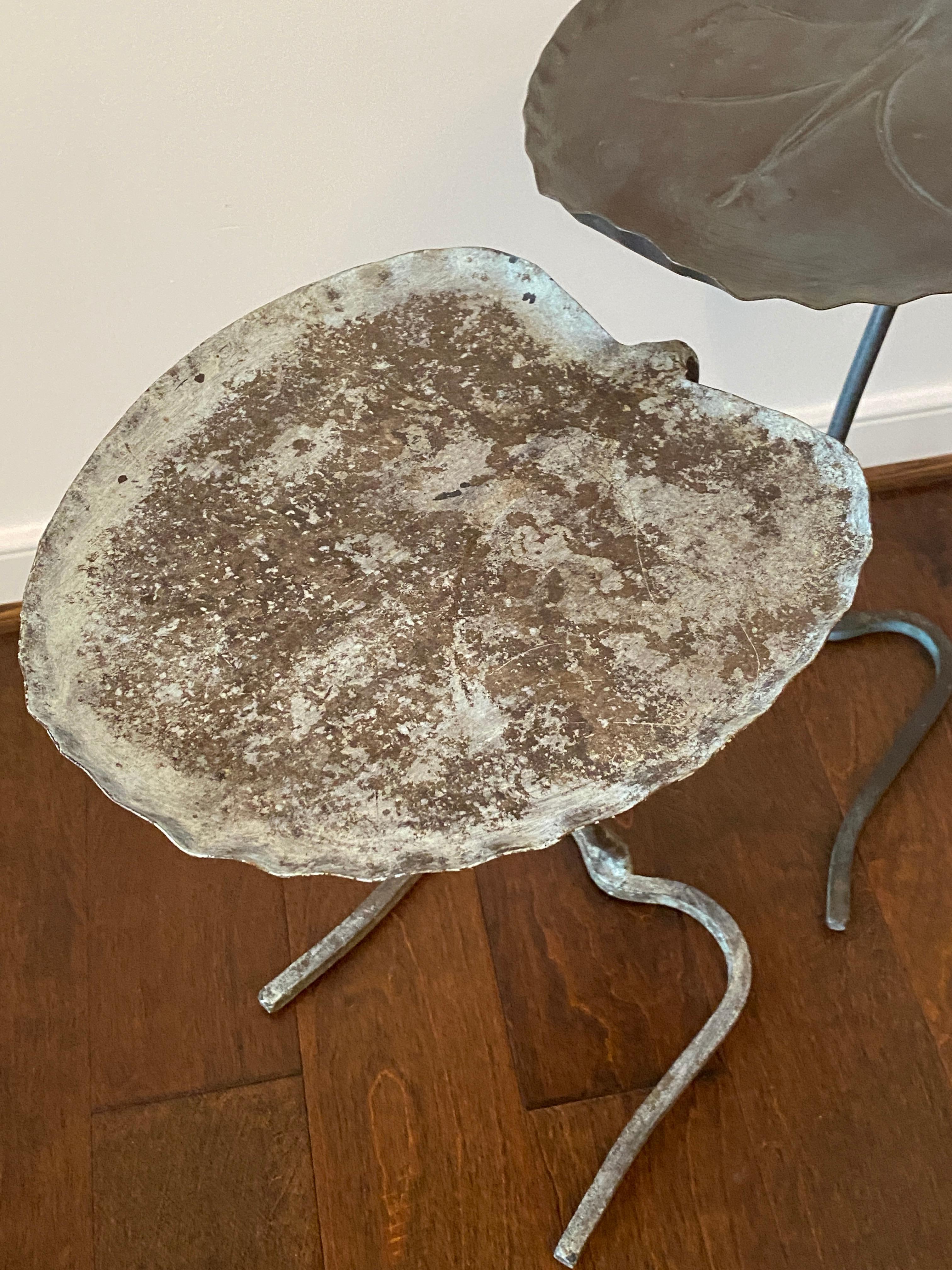 Salterini Green Verdigris Lily Pad Nesting Tables, Pair, 1960s In Good Condition In Richmond, VA