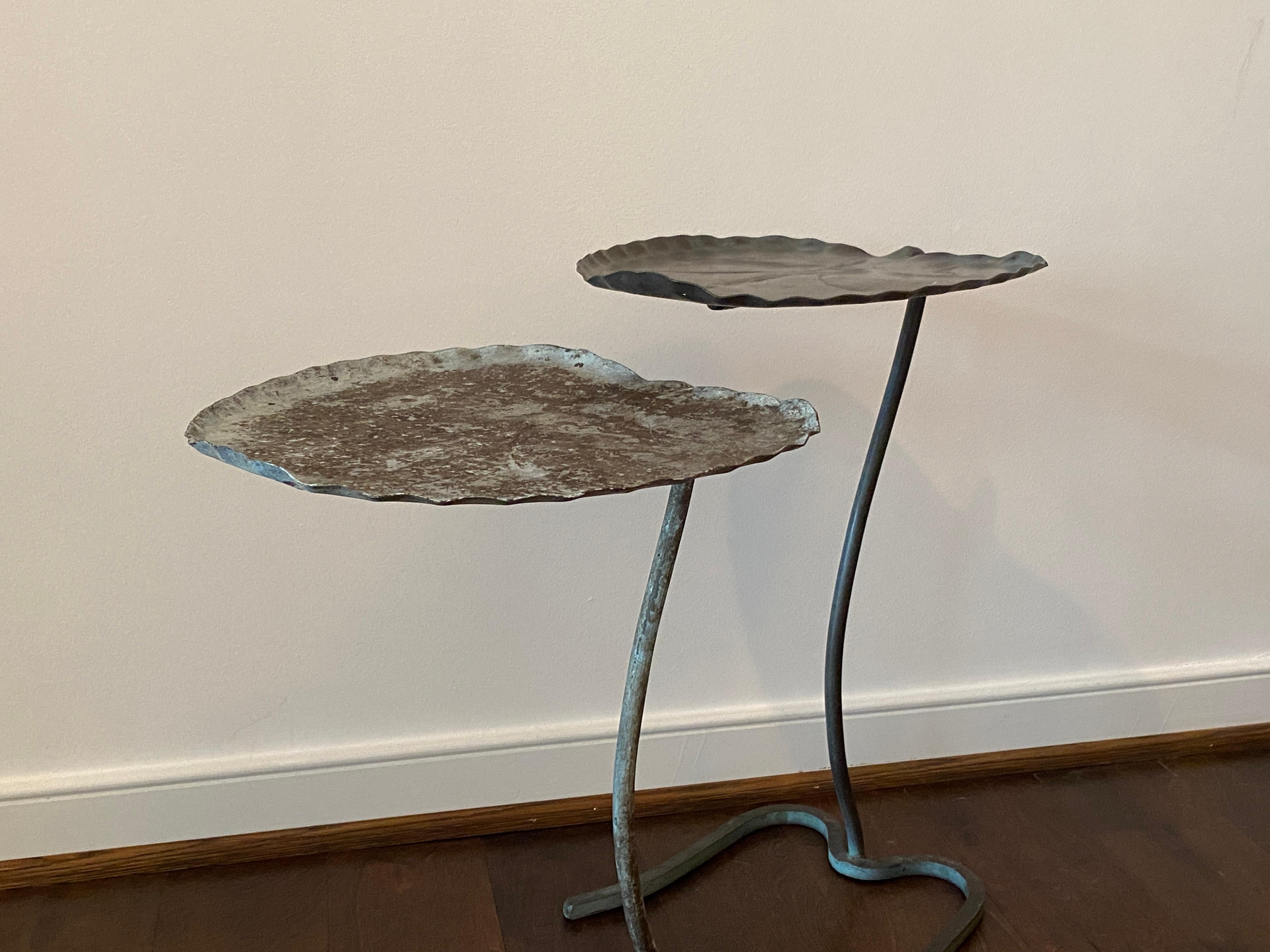 20th Century Salterini Green Verdigris Lily Pad Nesting Tables, Pair, 1960s