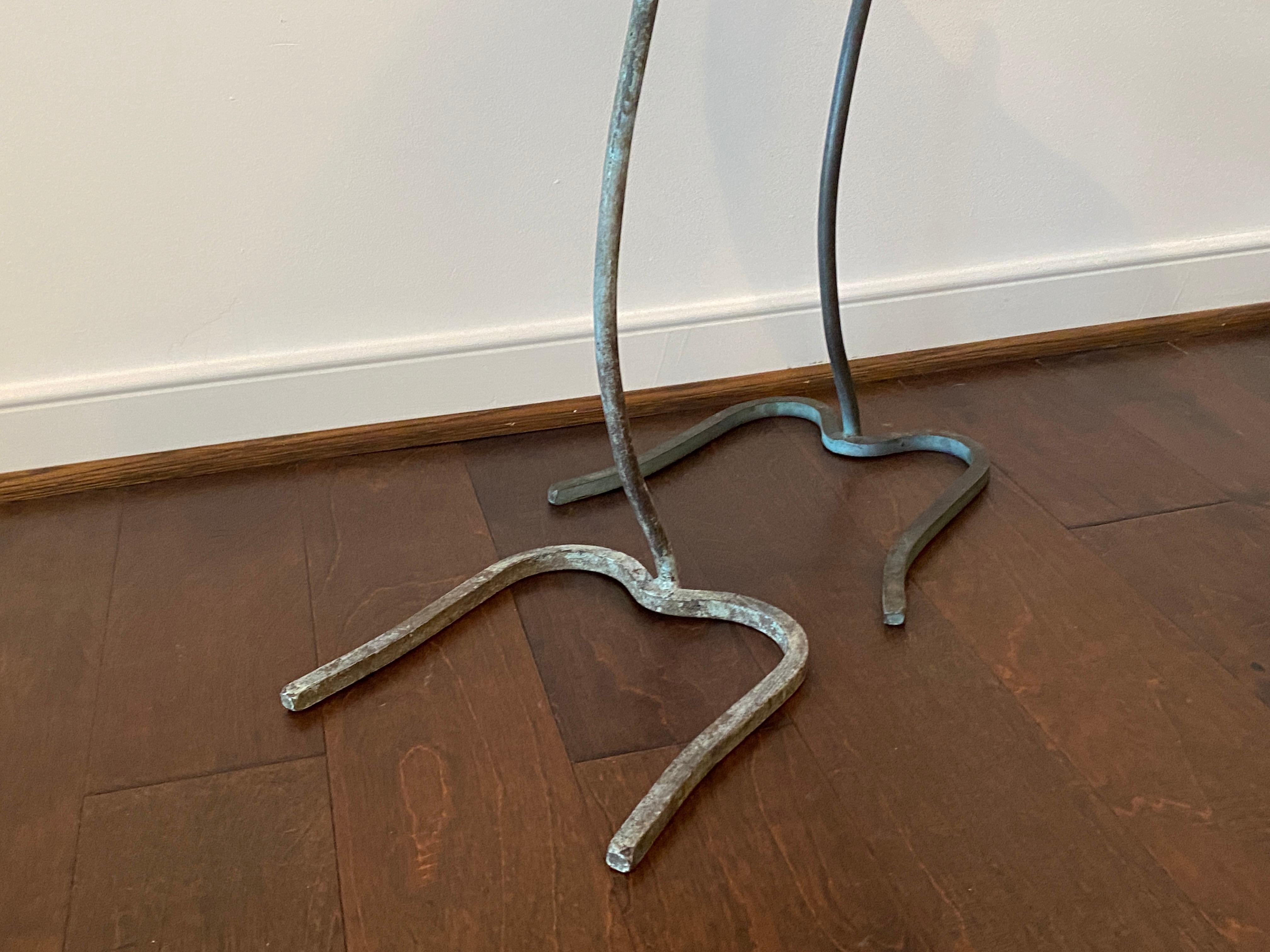 Wrought Iron Salterini Green Verdigris Lily Pad Nesting Tables, Pair, 1960s