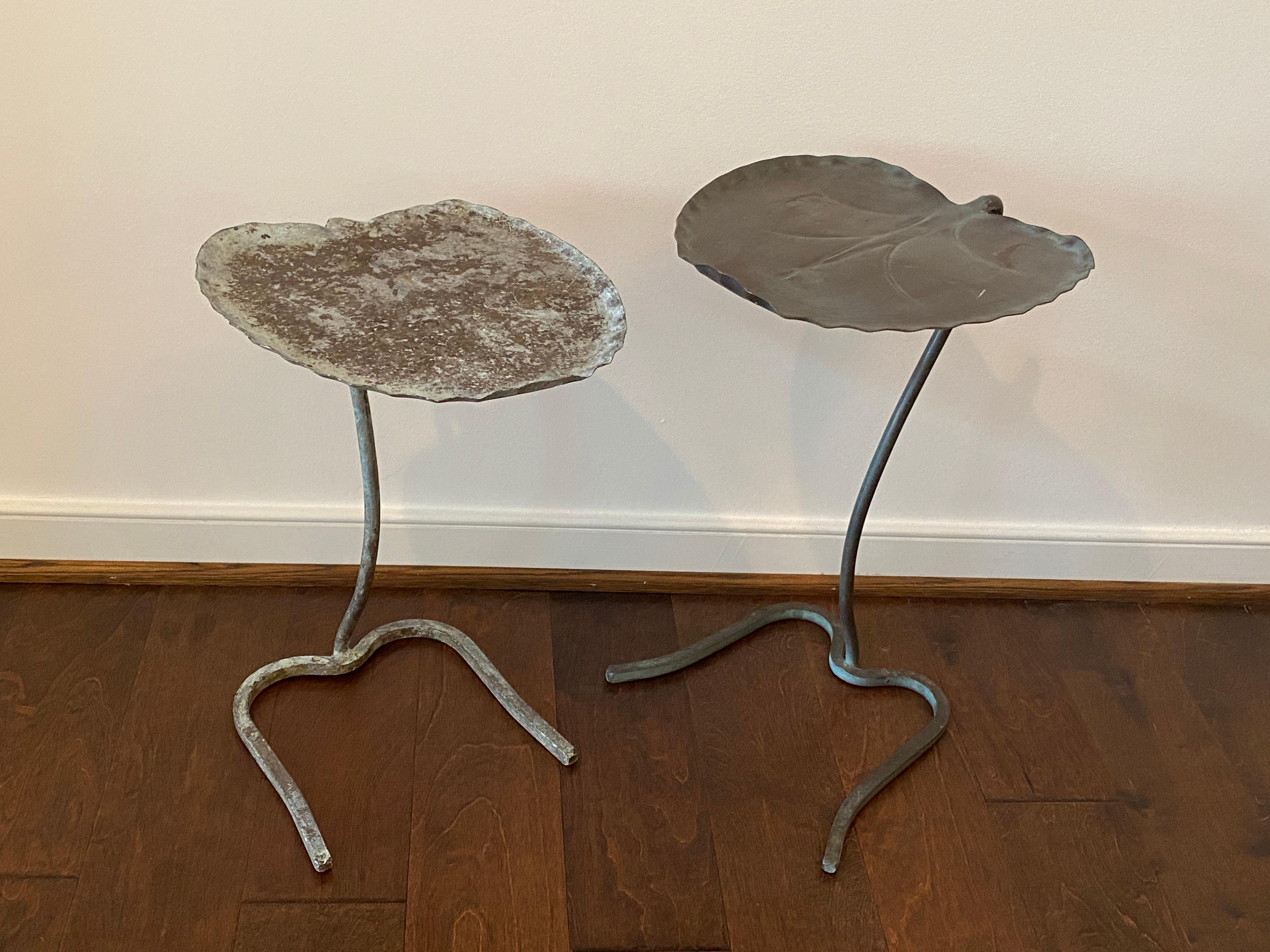 Salterini Green Verdigris Lily Pad Nesting Tables, Pair, 1960s 1