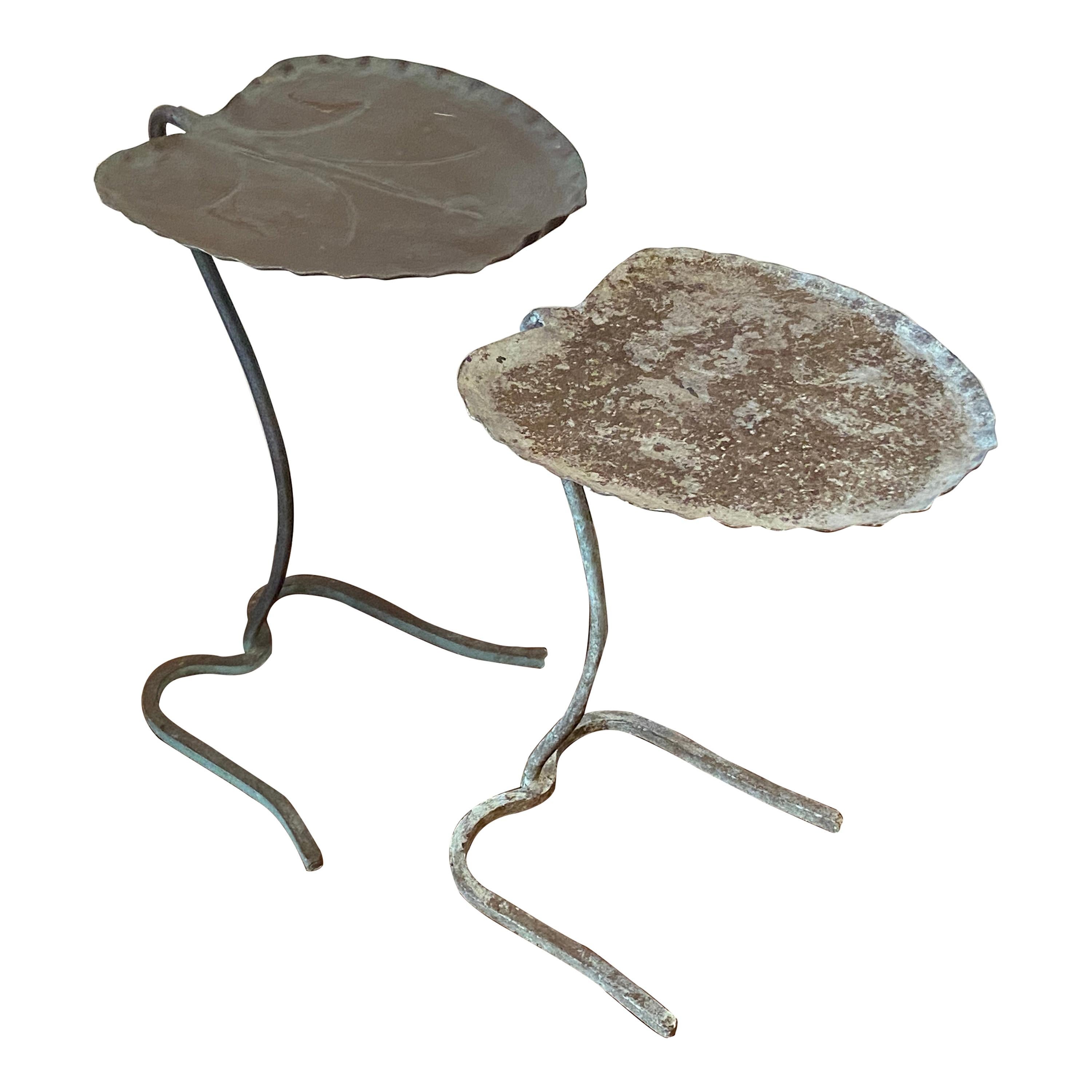 Salterini Green Verdigris Lily Pad Nesting Tables, Pair, 1960s