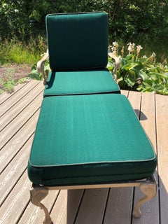 Salterini Iron Armchair and Ottoman Painted Louis XIV Emerald Jewel Cushions