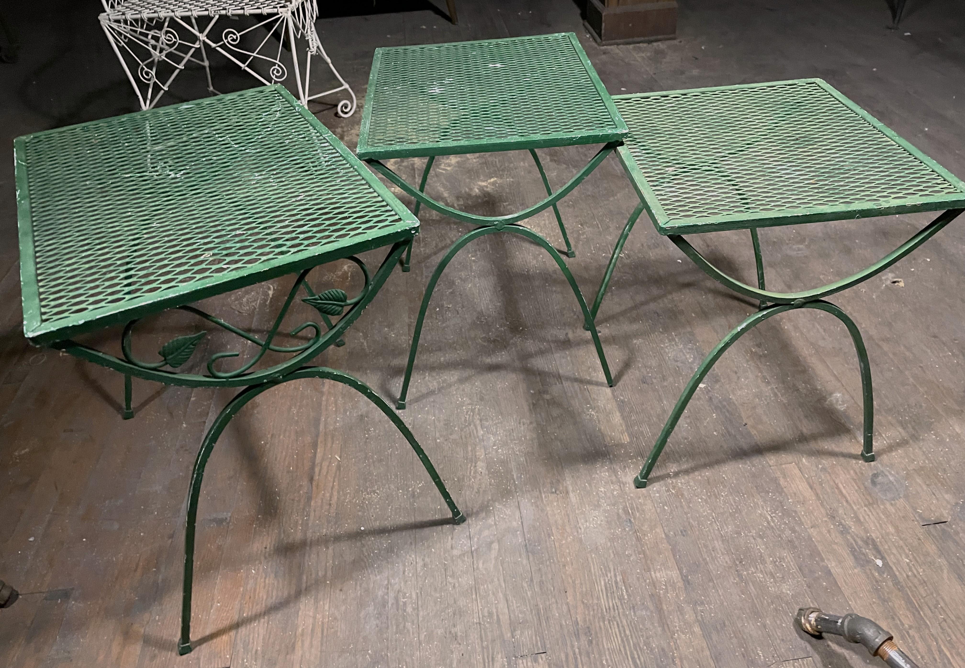 Salterini Ivy and Vine set of 3 Nesting Patio Garden Side Tables Forest Green  For Sale 4