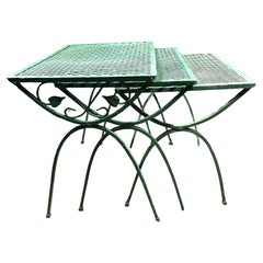 Vintage Salterini Ivy and Vine set of 3 Nesting Patio Garden Side Tables Forest Green 