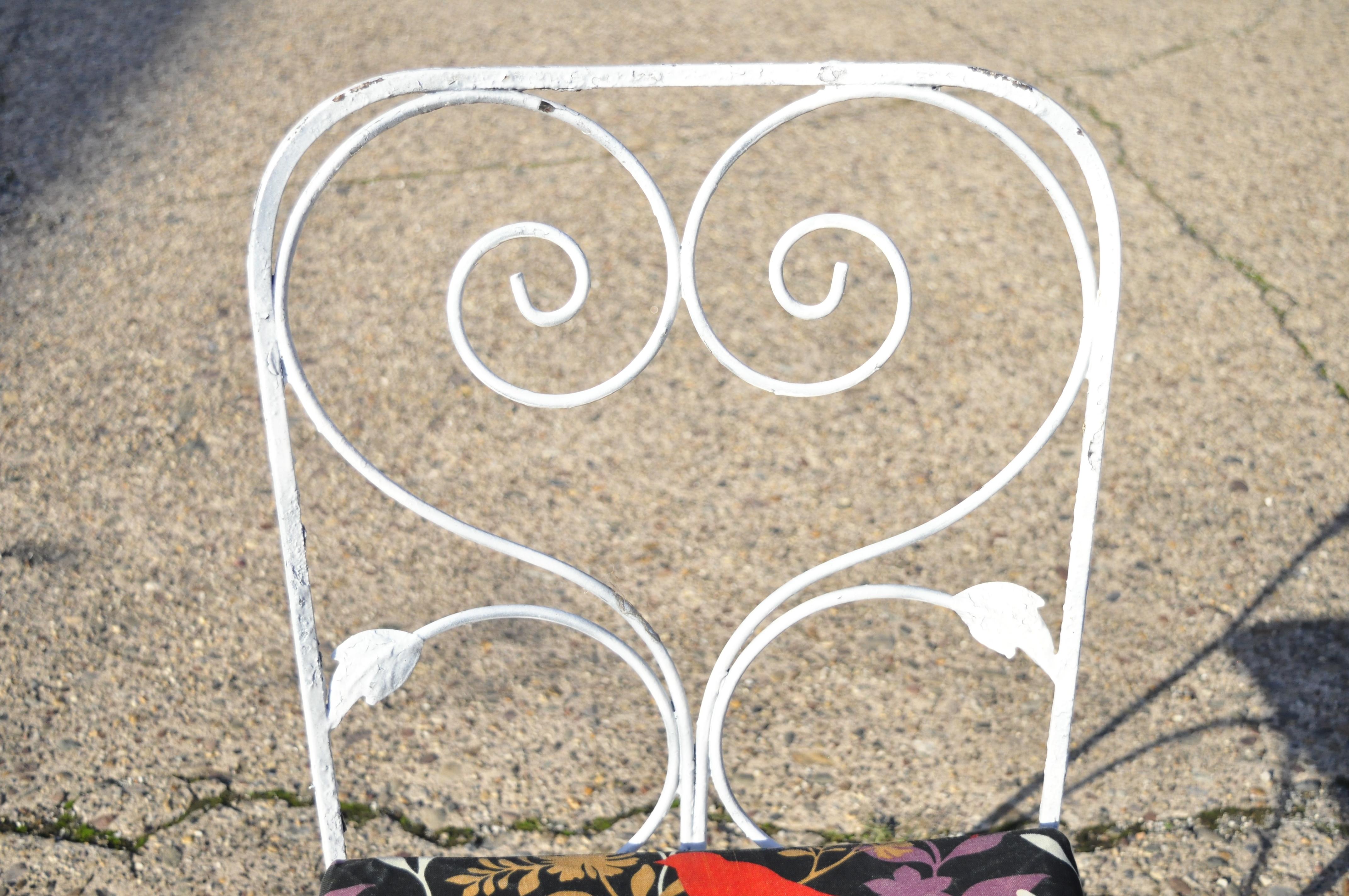 Salterini Leaf Scroll Wrought Iron Patio Garden White Dining Chairs ...