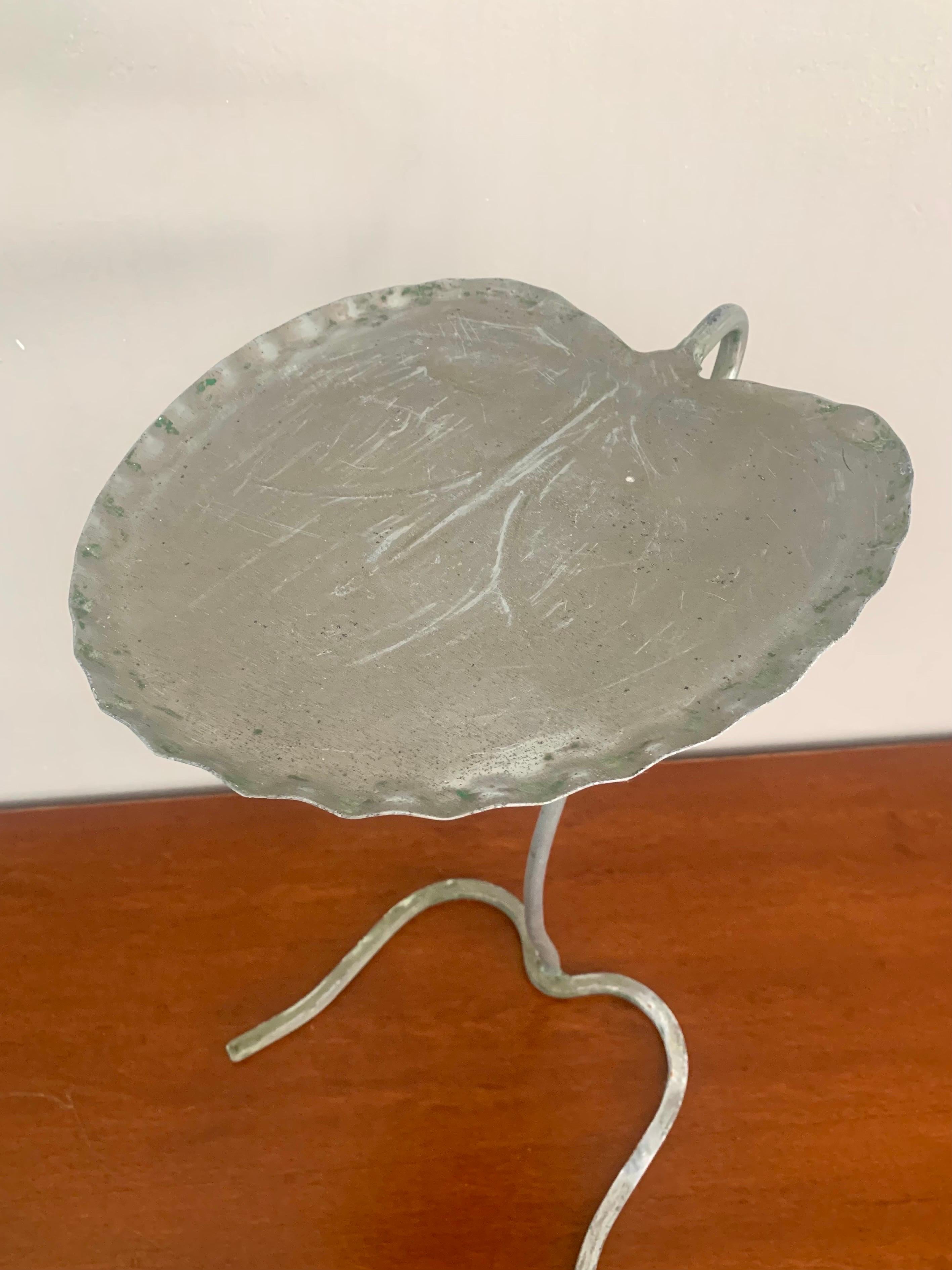Mid-Century Modern Salterini Lily Pad End Table in Raw Metal