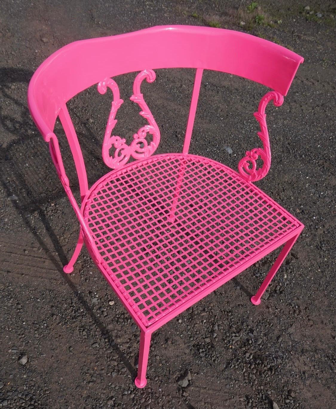pink outdoor table and chairs