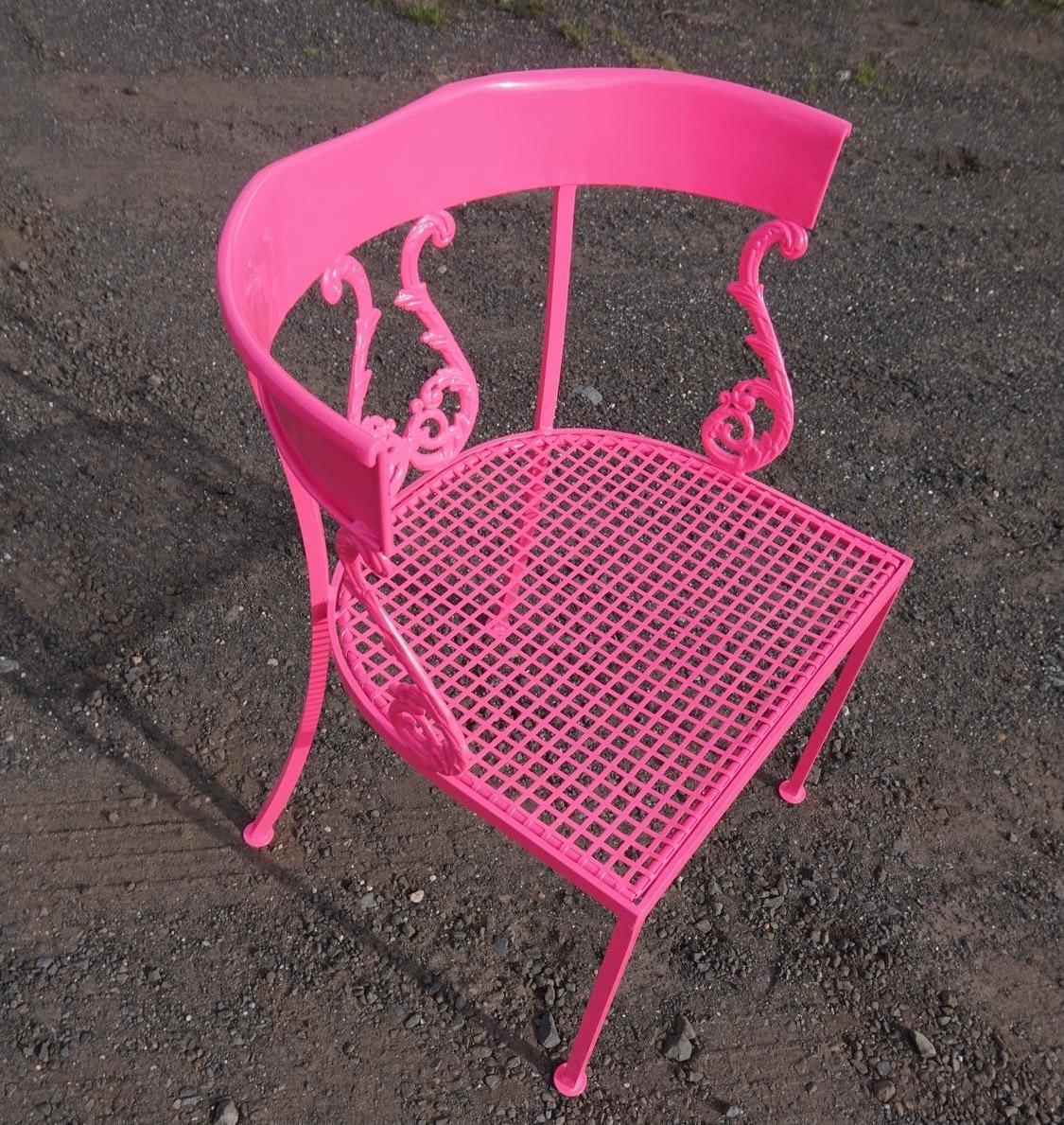Metal Salterini Maurizio Tempestini 5-Pc Dining Set in Pink Table and 5 Klismos Chairs For Sale