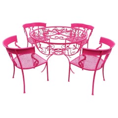 Vintage Salterini Maurizio Tempestini 5-Pc Dining Set in Pink Table and 5 Klismos Chairs