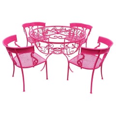 Salterini Maurizio Tempestini 5-Pc Dining Set in Pink Table and 5 Klismos Chairs