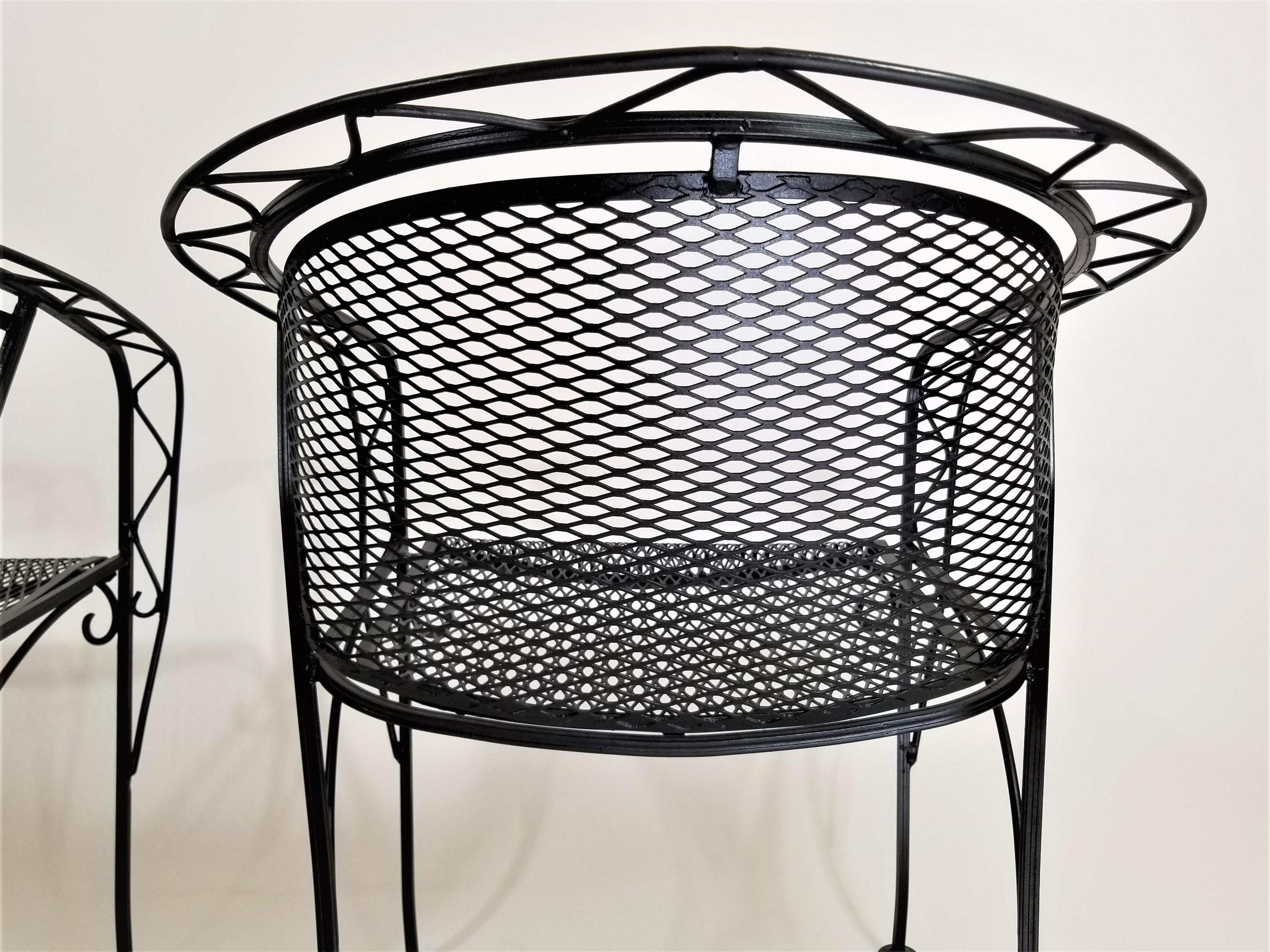 Salterini Midcentury Schwarz Schmiedeeisen Outdoor Patio Stühle Satz von 2 oder 4 7