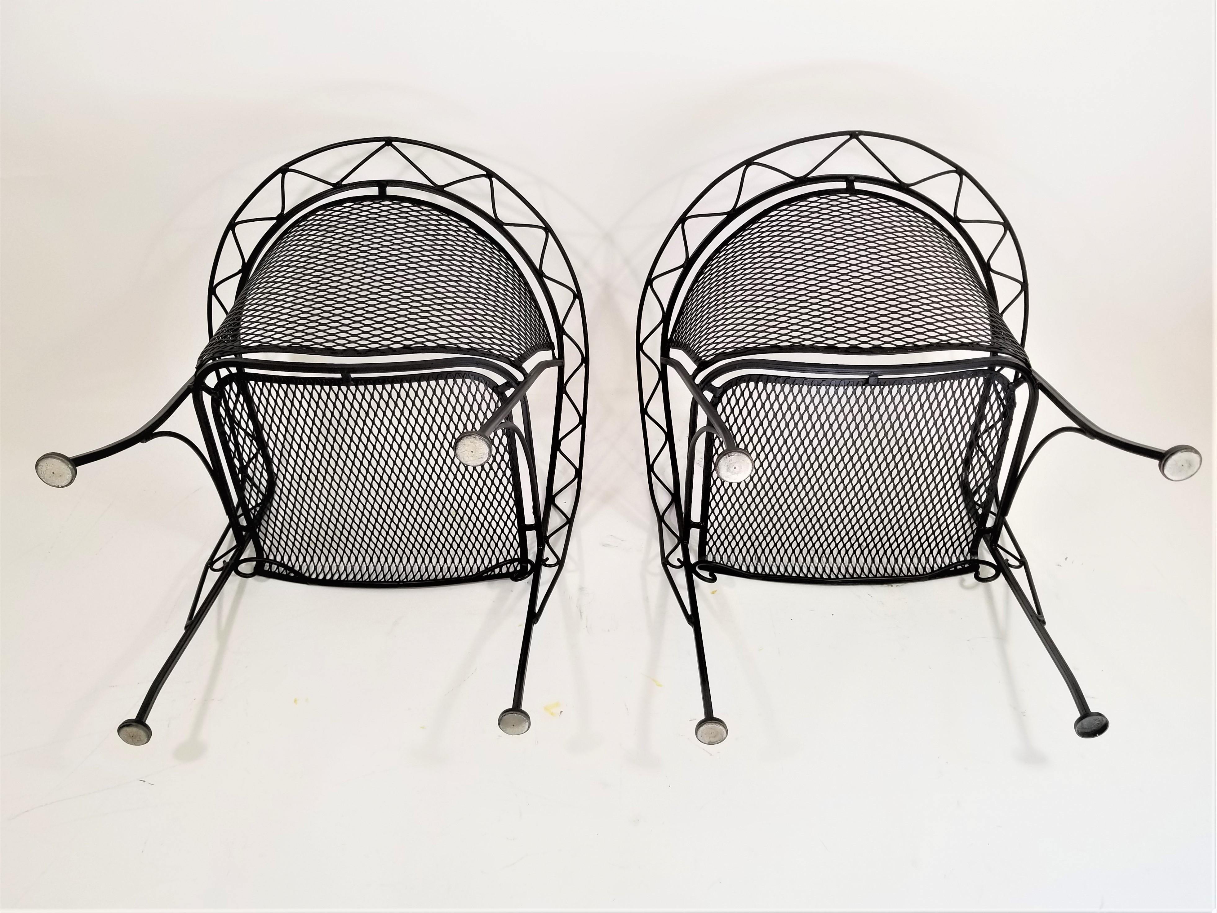Salterini Midcentury Black Wrought Iron Outdoor Patio Chairs Set of 2 or 4 14