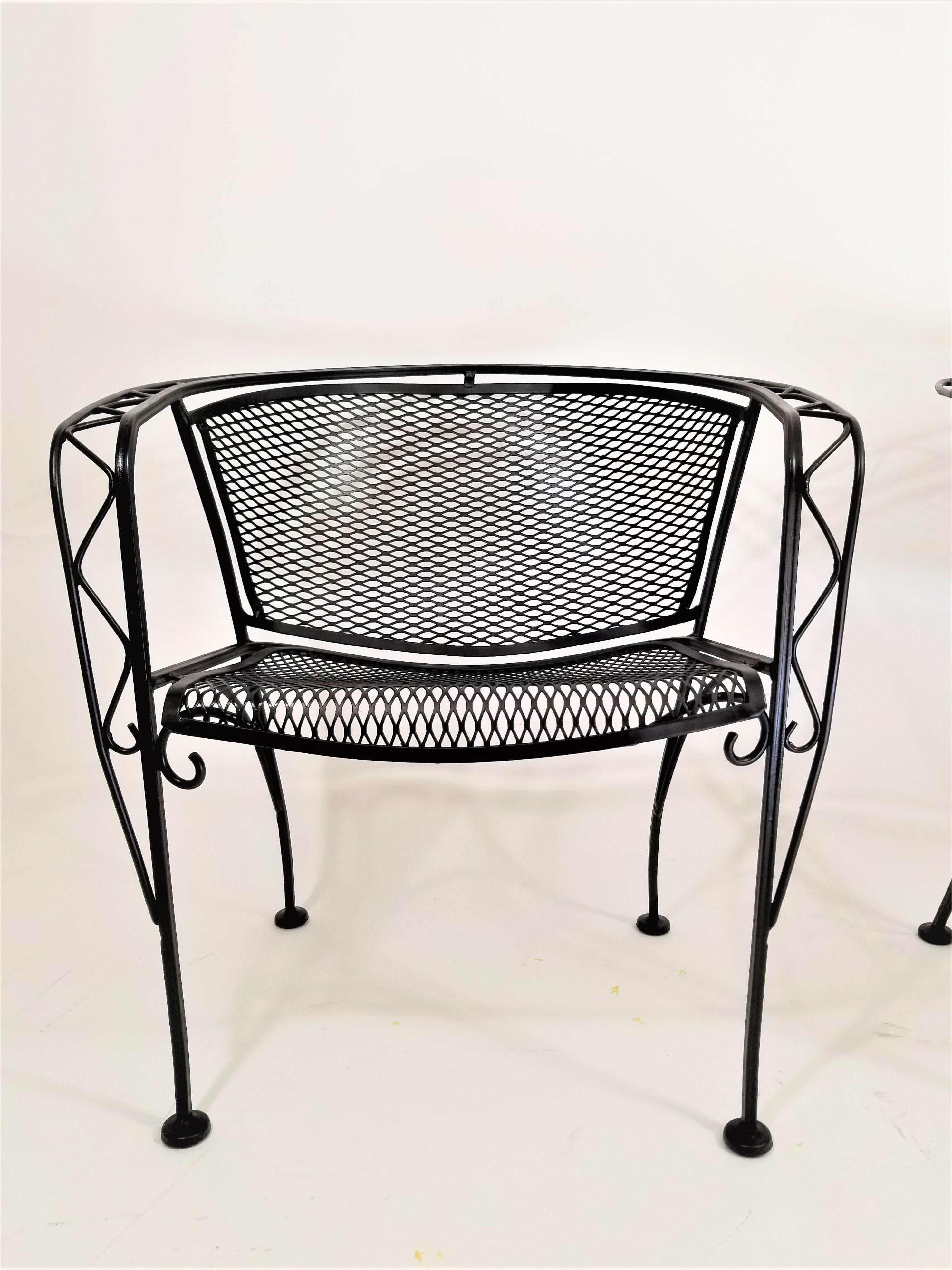 Salterini Midcentury Black Wrought Iron Outdoor Patio Chairs Set of 2 or 4 1
