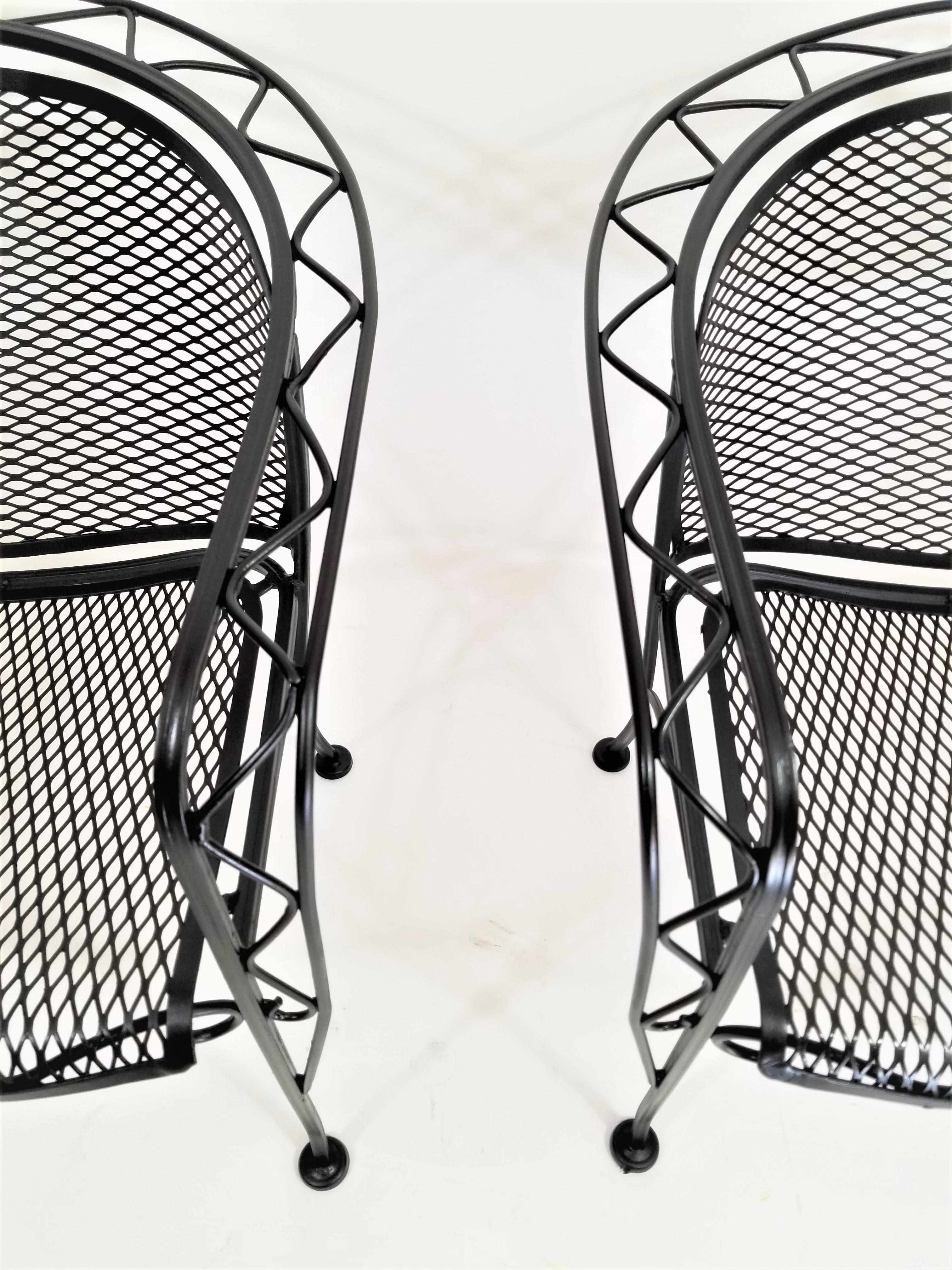 Salterini Midcentury Black Wrought Iron Outdoor Patio Chairs Set of 2 or 4 3