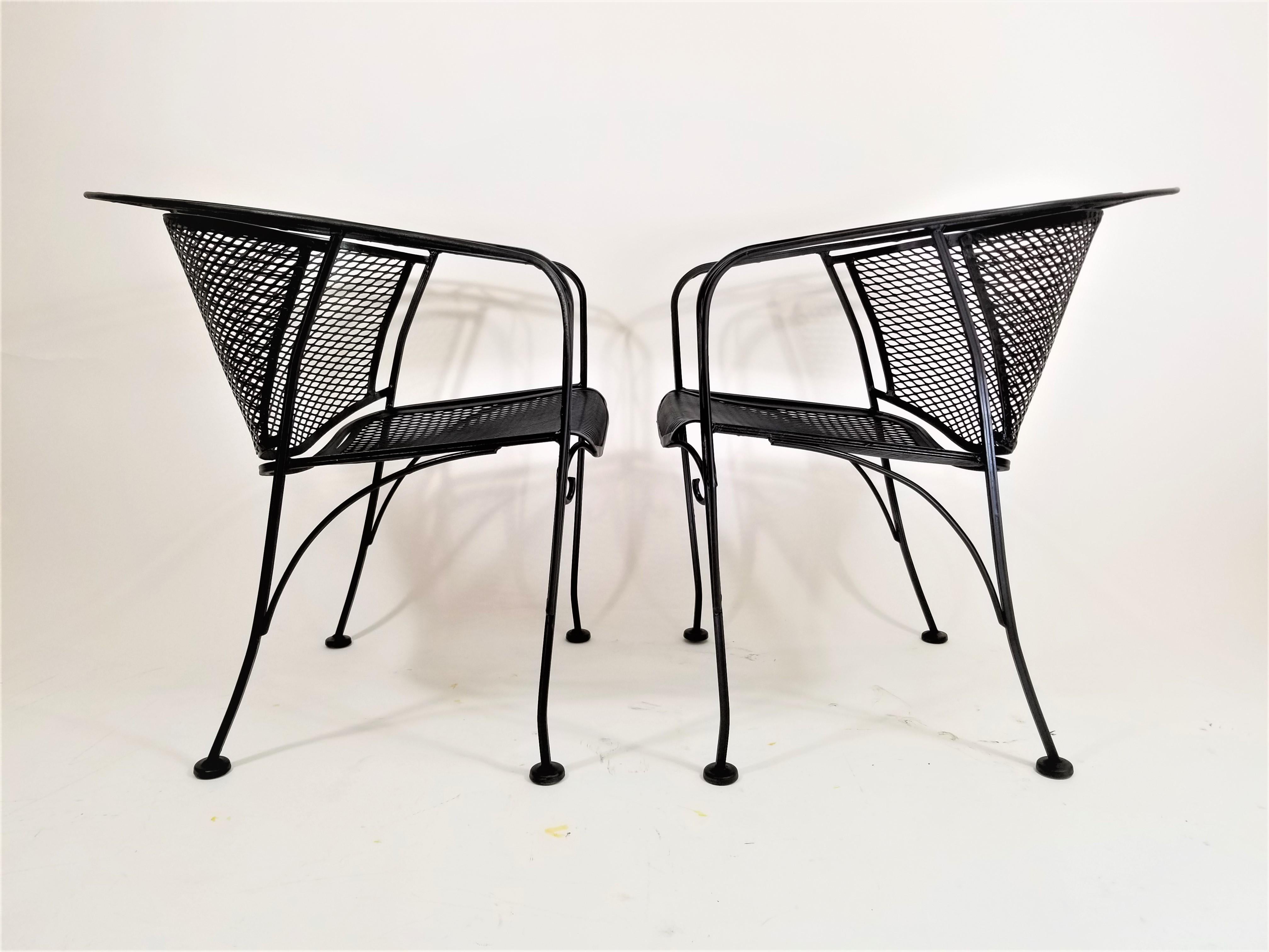 Salterini Midcentury Schwarz Schmiedeeisen Outdoor Patio Stühle Satz von 2 oder 4 4