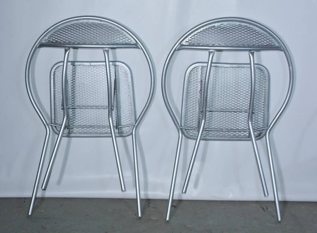 Steel Salterini Mid-Century Modern Folding Metal Patio or Garden Table and Four Chairs