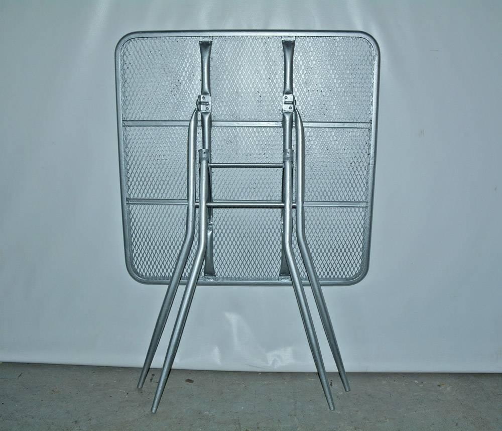American Salterini Mid-Century Modern Folding Metal Patio or Garden Table and Four Chairs