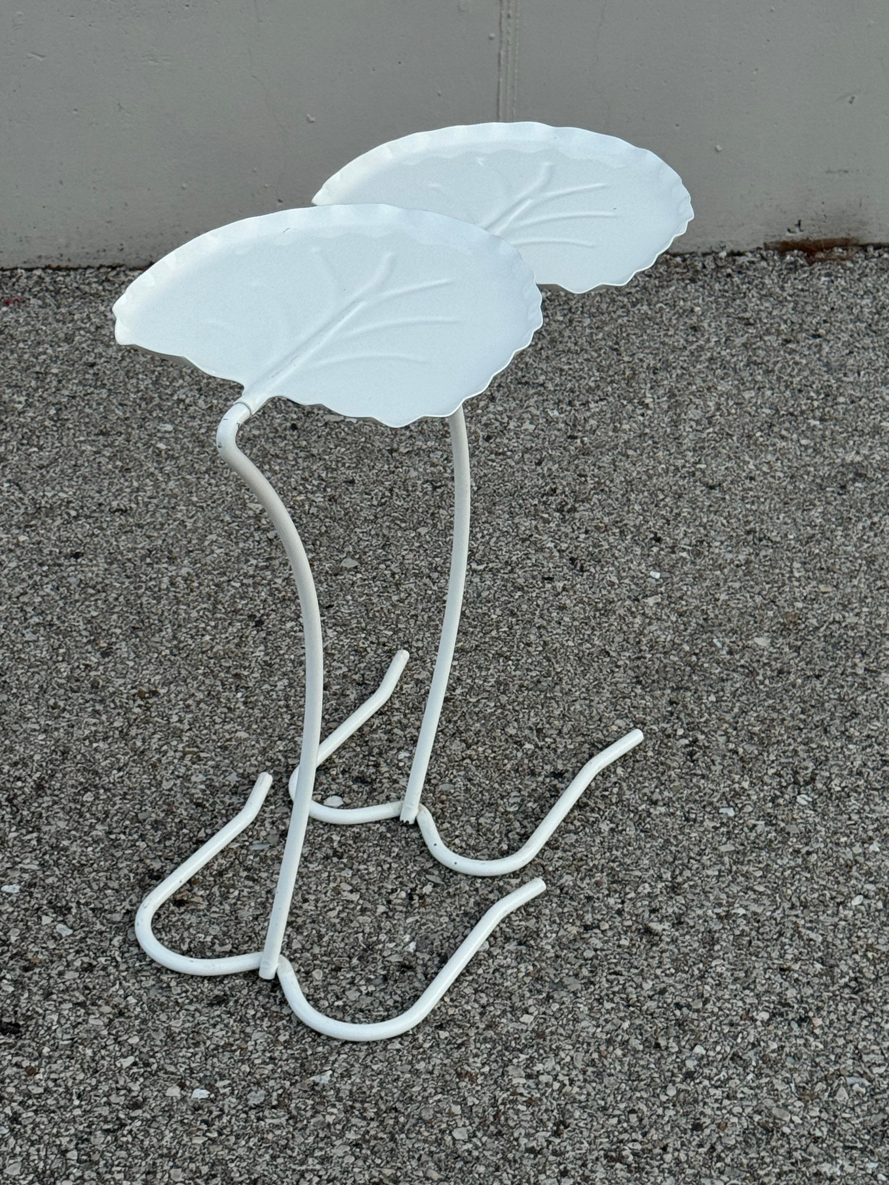 Salterini Mid-Century Modern Pair of Lily Pad Leaf Side End Nesting Tables White For Sale 4