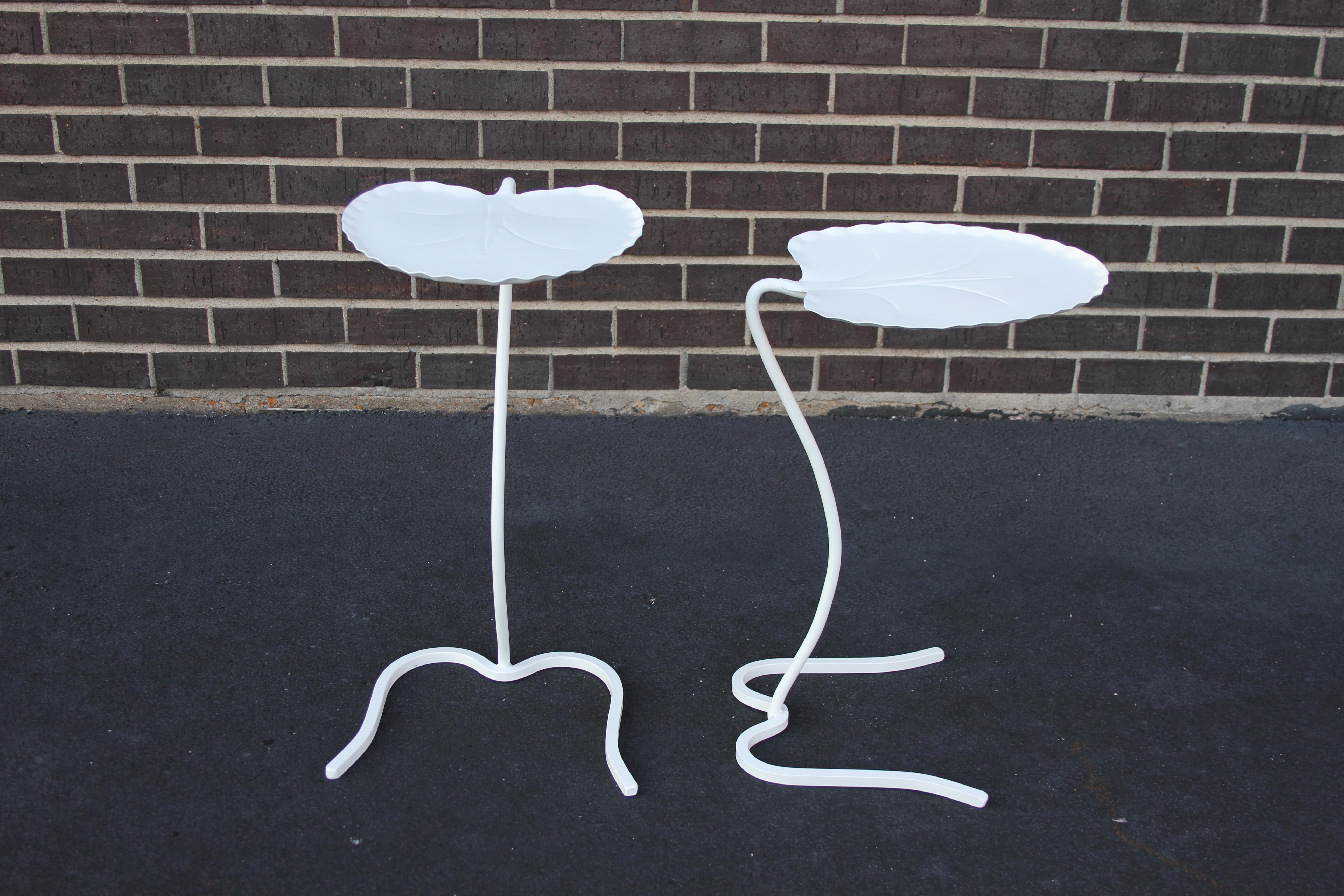 Salterini Mid-Century Modern Pair of Lily Pad Leaf Side End Nesting Tables White For Sale 6