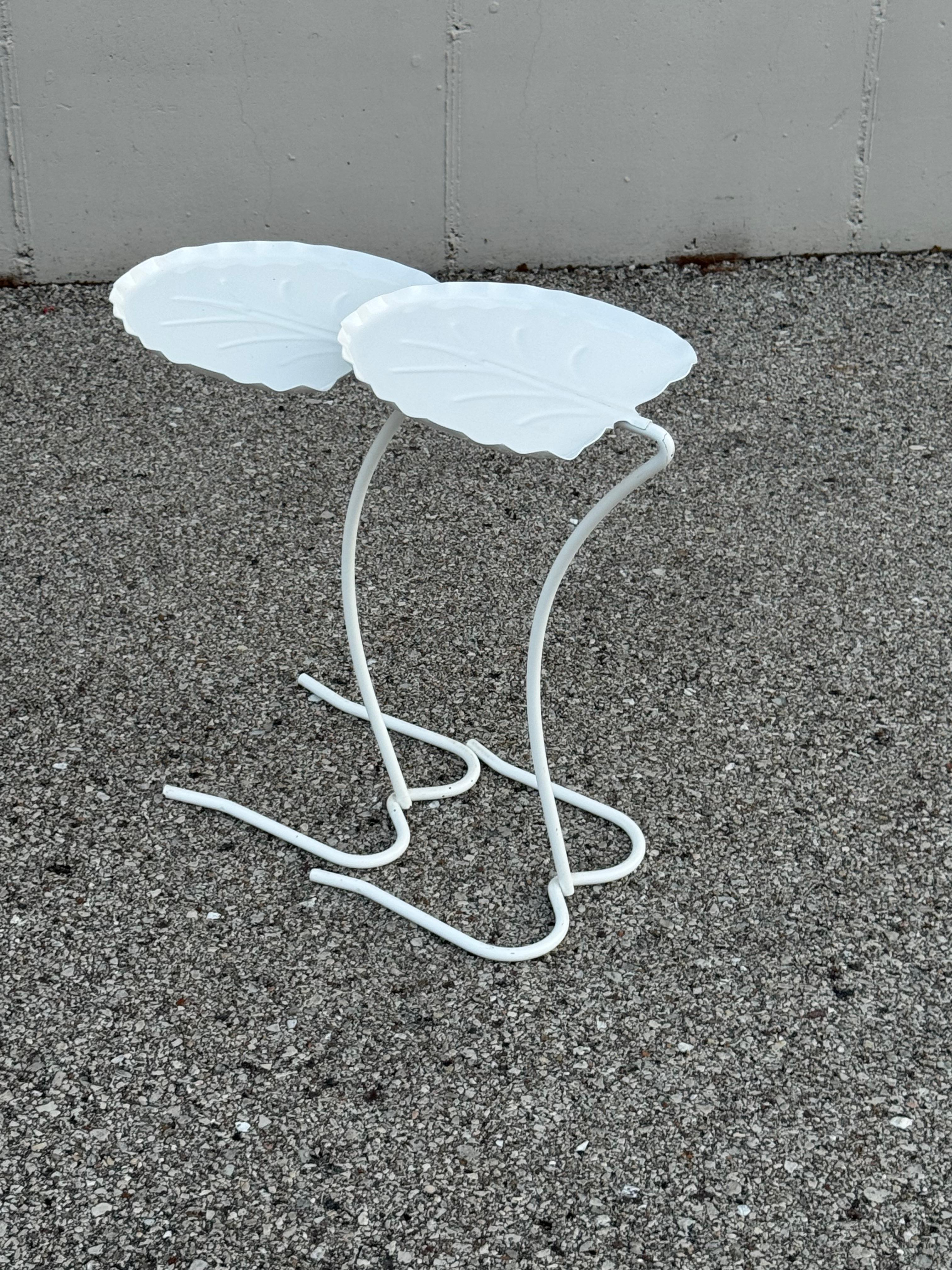 Salterini Mid-Century Modern Pair of Lily Pad Leaf Side End Nesting Tables White For Sale 7