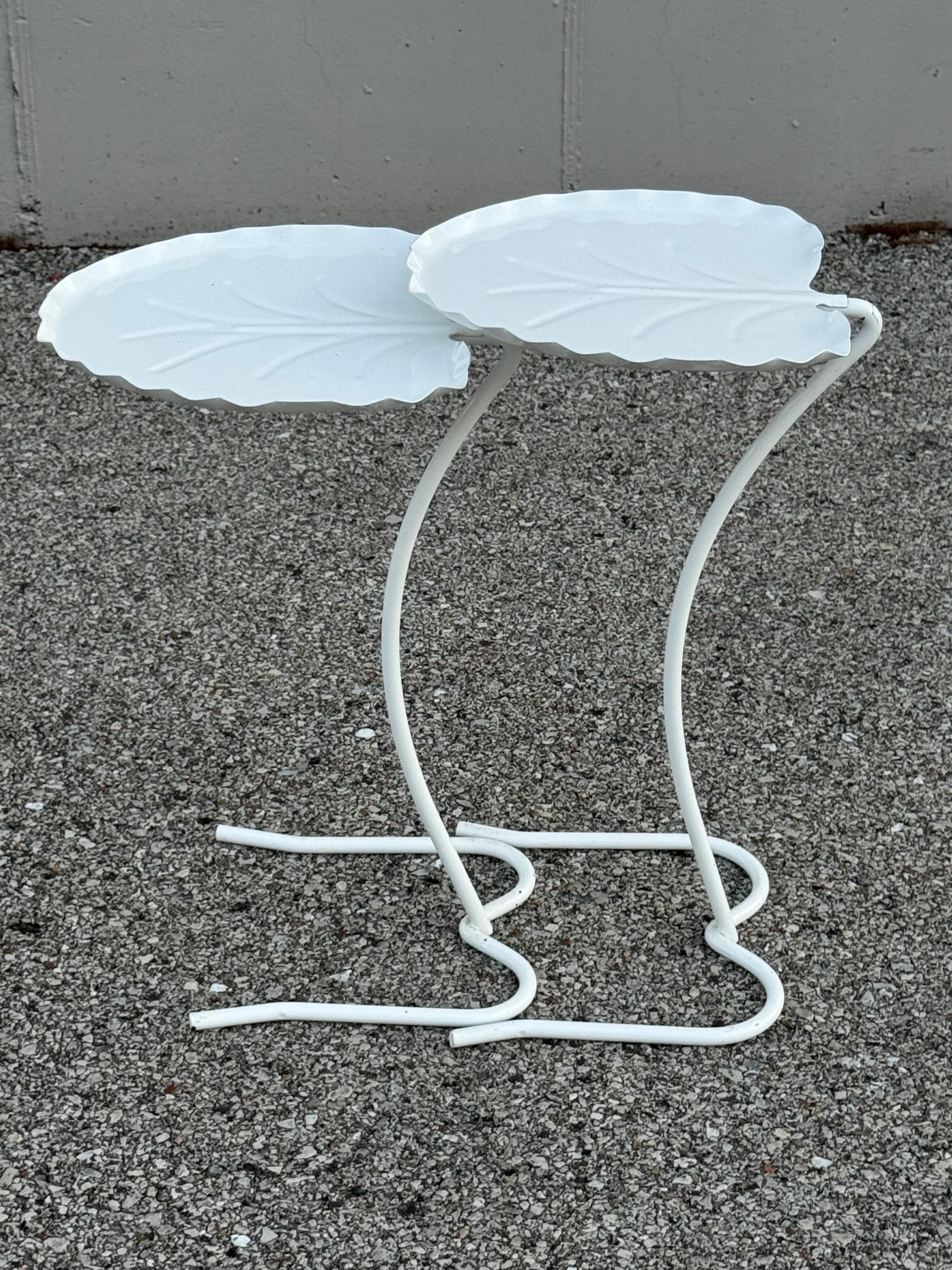 Salterini Mid-Century Modern Pair of Lily Pad Leaf Side End Nesting Tables White For Sale 8