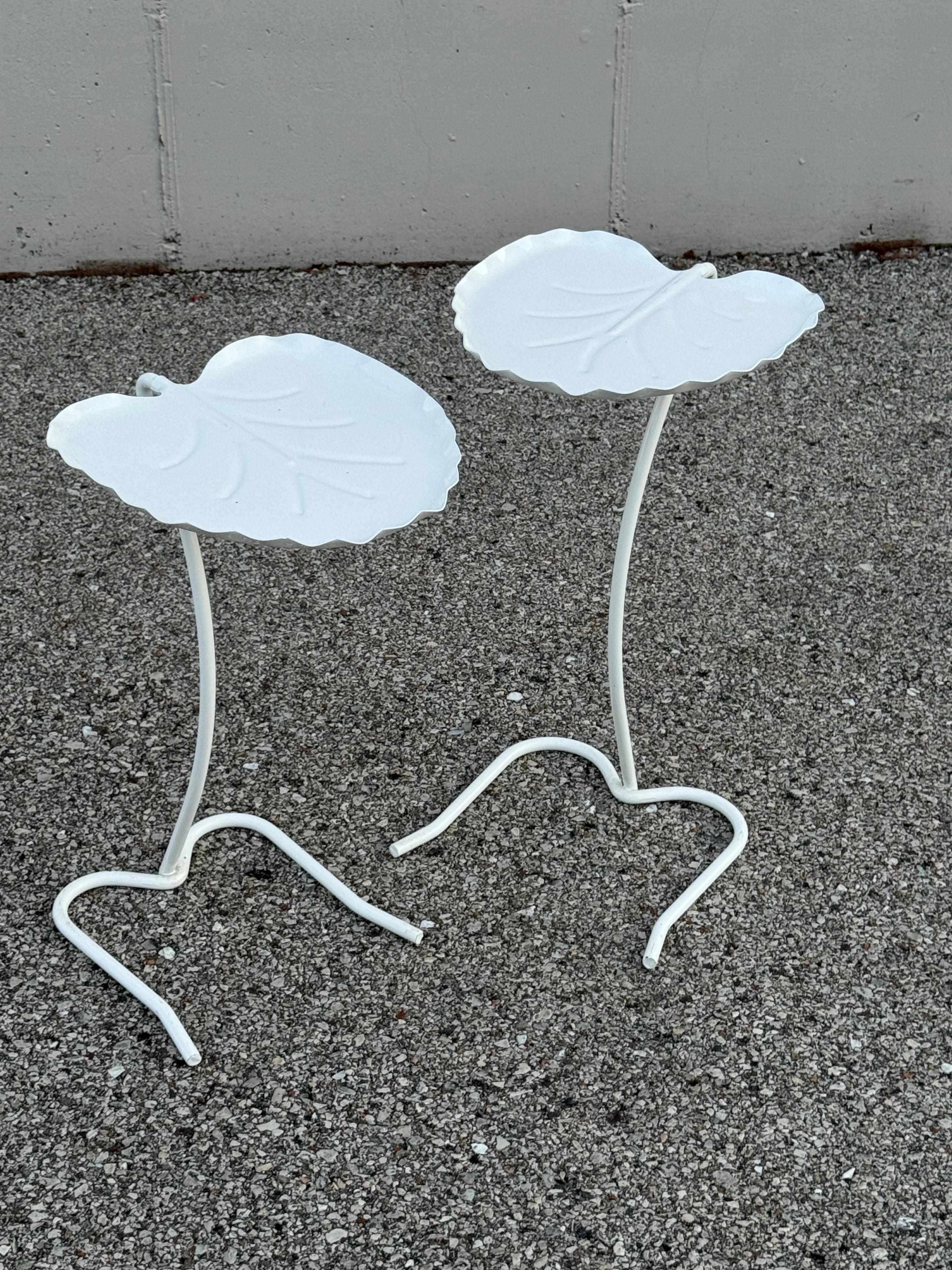 Salterini Mid-Century Modern Pair of Lily Pad Leaf Side End Nesting Tables White For Sale 9